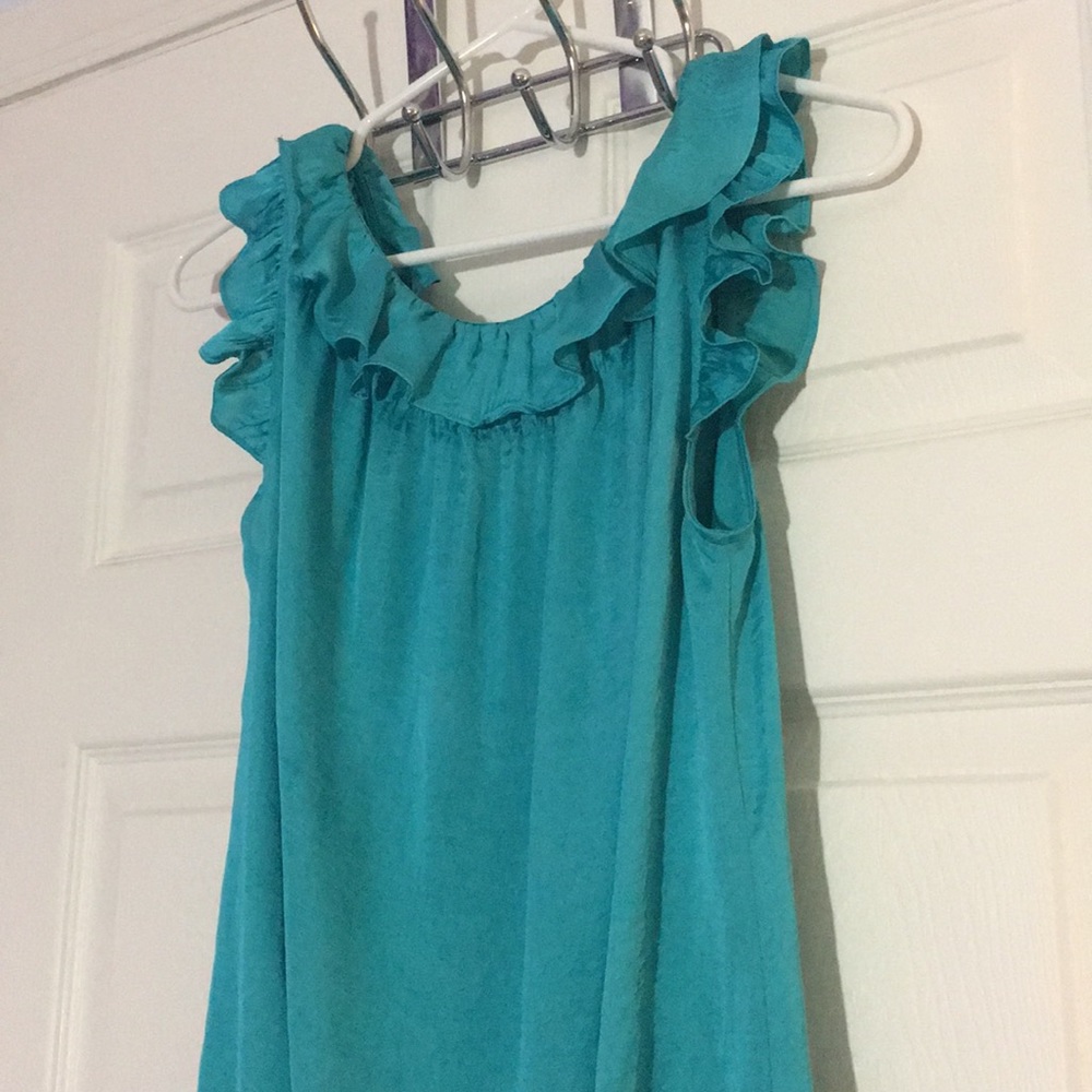 Turquoise Ruffled Blouse - Picture 2 of 2